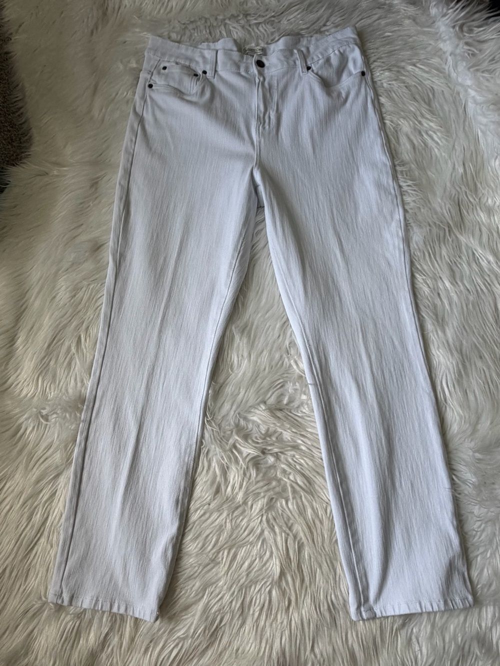 COLDWATER CREEK Classic Fit Straight Leg White Denim Jeans Women's Size 14